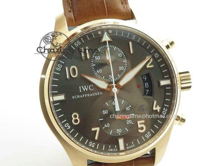 MIROTIME 0512 Youthful Pilot Chrono RG 3878 Gray Dial on Light Brown Leather Strap A 7394